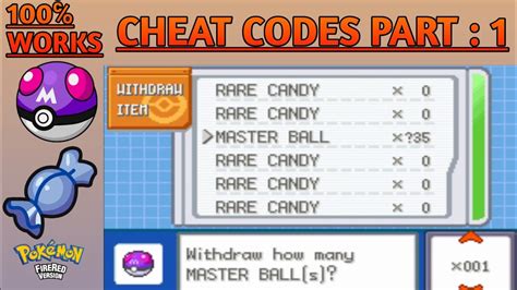 pokemon fire red rare candy cheat.